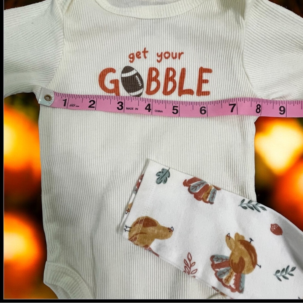Carter's Cream and Tan Turkey Print Bodysuit Set - Picture 10 of 12